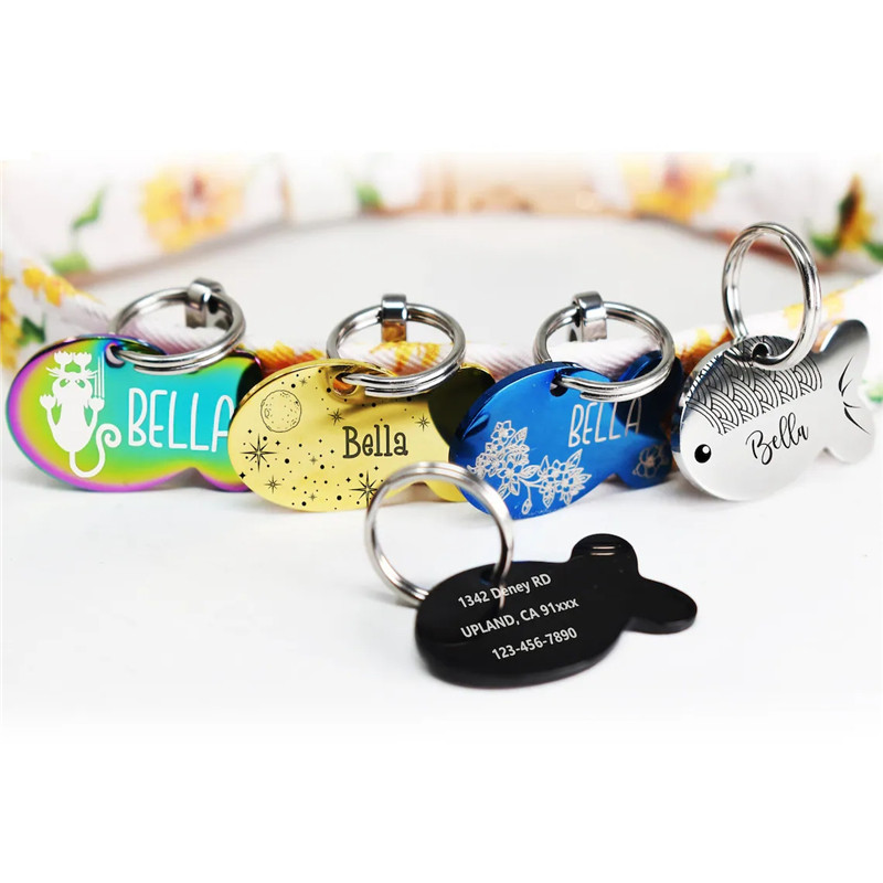 Reflective Dog Collar Personalized Engraved - Ücretsiz Özel Tasarım Kedi Kimlik Etiketi,