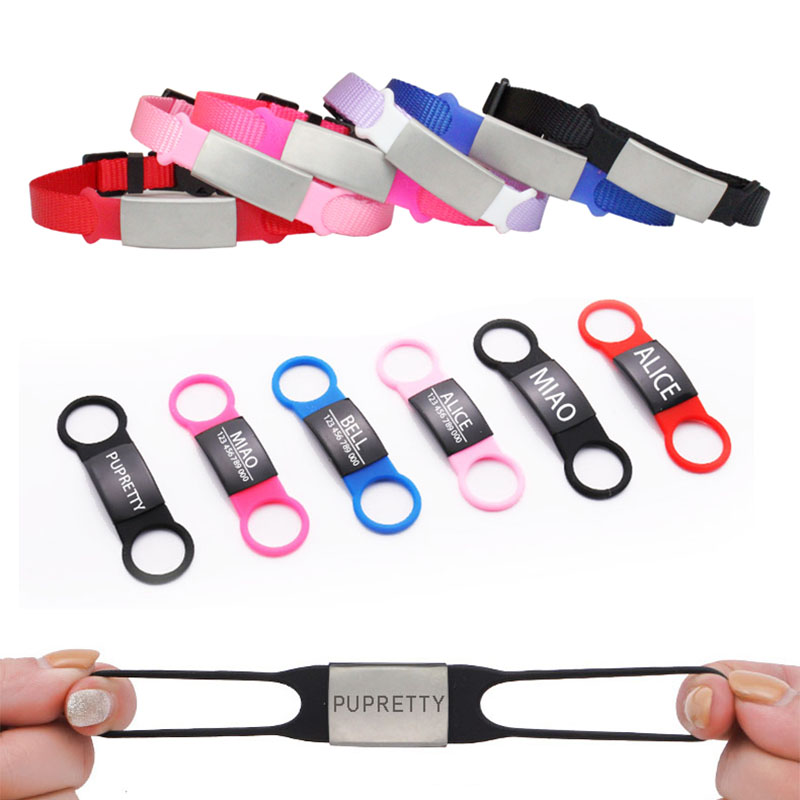 Reflective Dog Collar Personalized Engraved - Pet Köpek Etiketi Silikon Paslanmaz Çelik