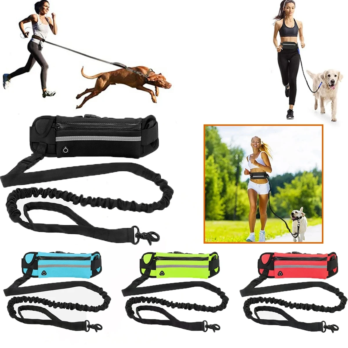 Hands Free Dog Running Leash Waist Belt - Eller Serbest Köpek Tasması, Bel Çantası