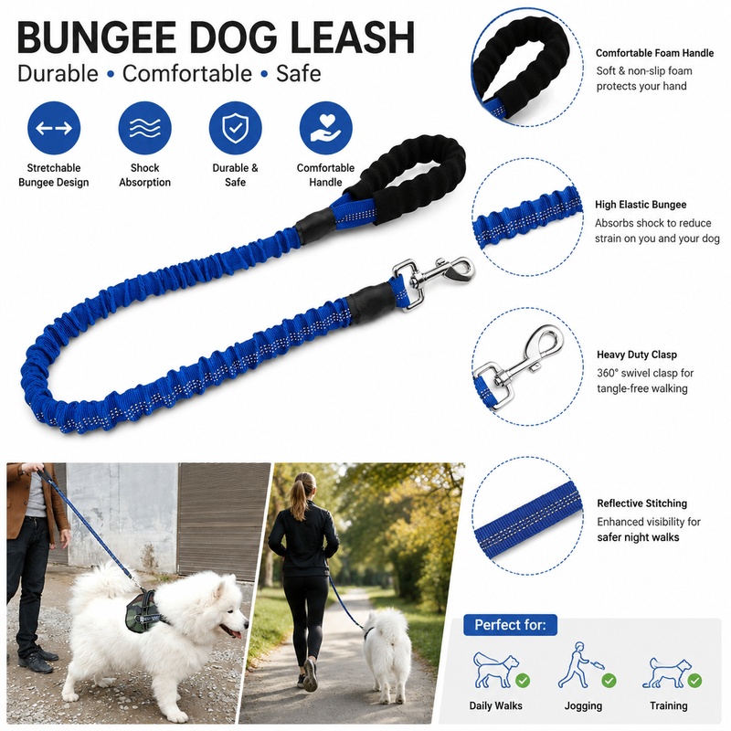 Bungee Dog Leash Shock Absorbing - Orta ve Büyük Boy Köpekler İçin